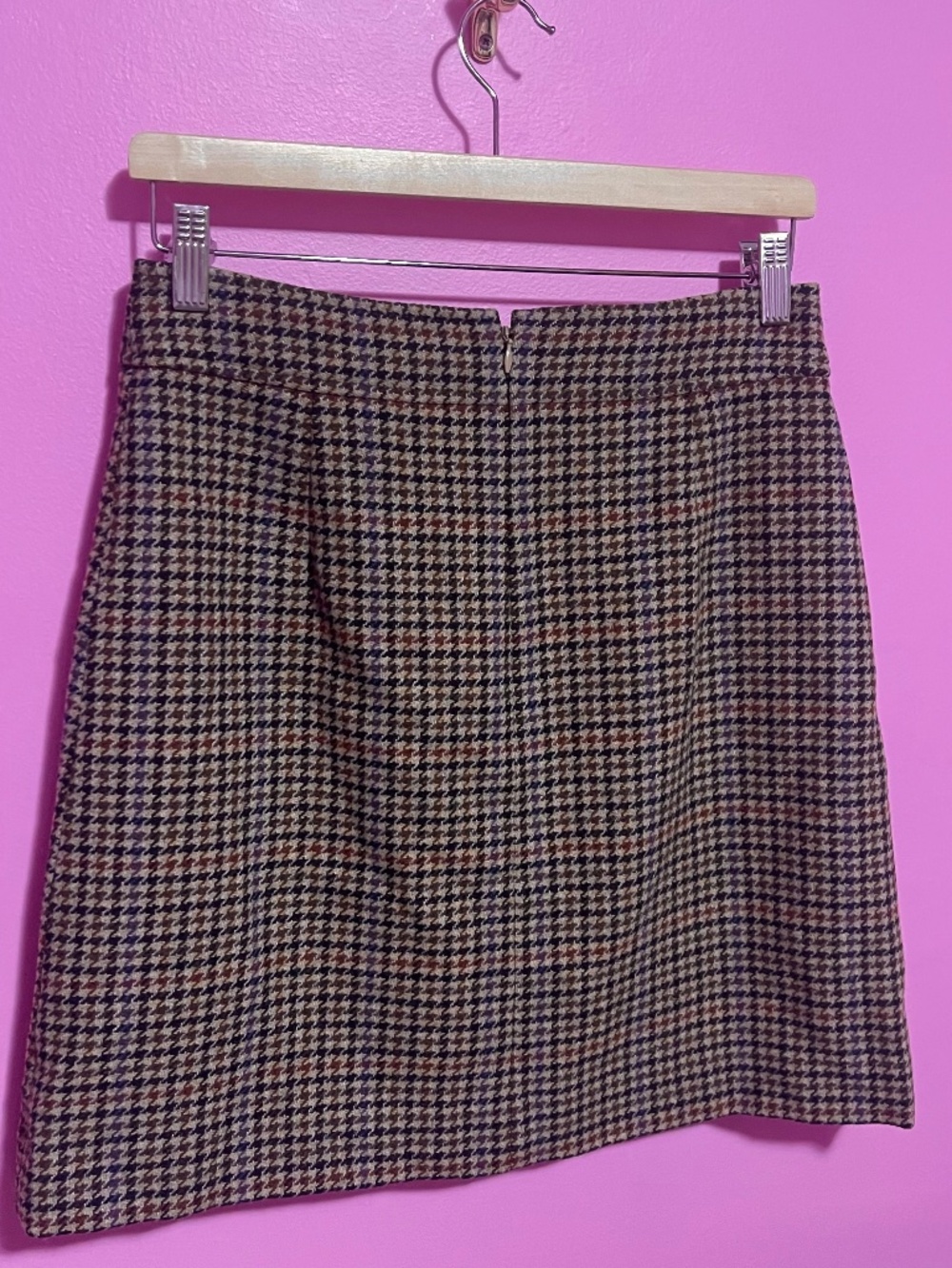J. Crew Wool Blend Houndstooth Mini Skirt A-Line Camel Multi Women’s 6 US - Picture 10 of 12